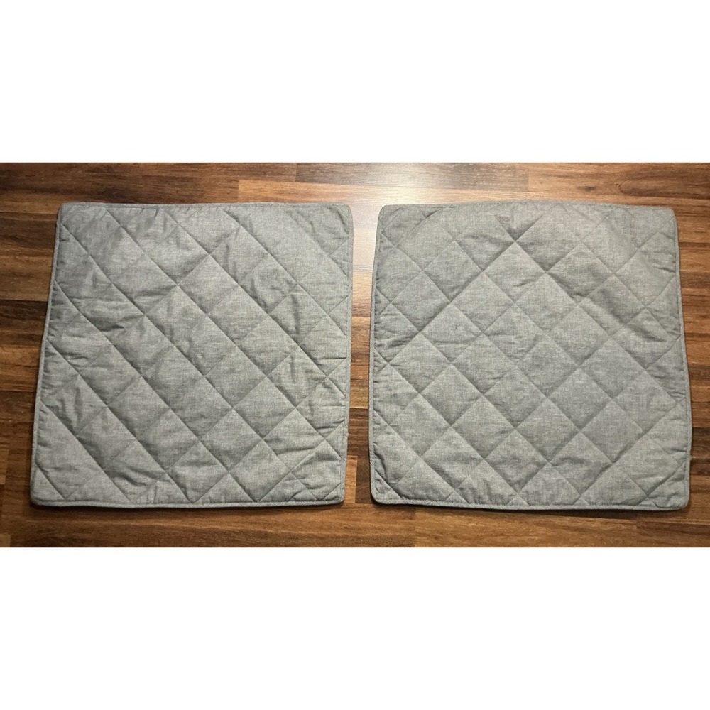 Pair Of Wamsutta Gray Diamond Quilted EURO Pillow Shams 25" X 25"